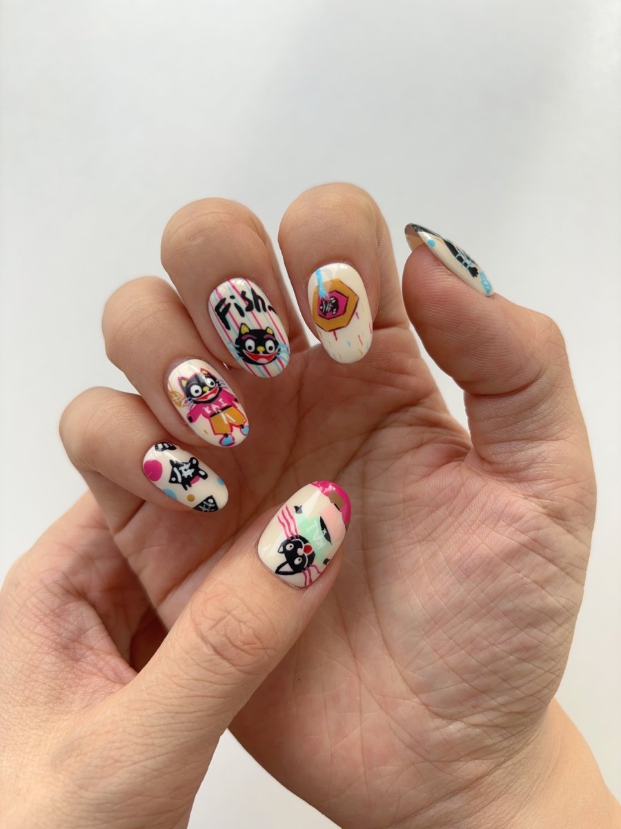 Reusable handmade press on nails for cat lovers